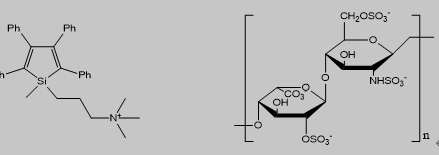 带铵基的噻咯分子与肝素化学结构